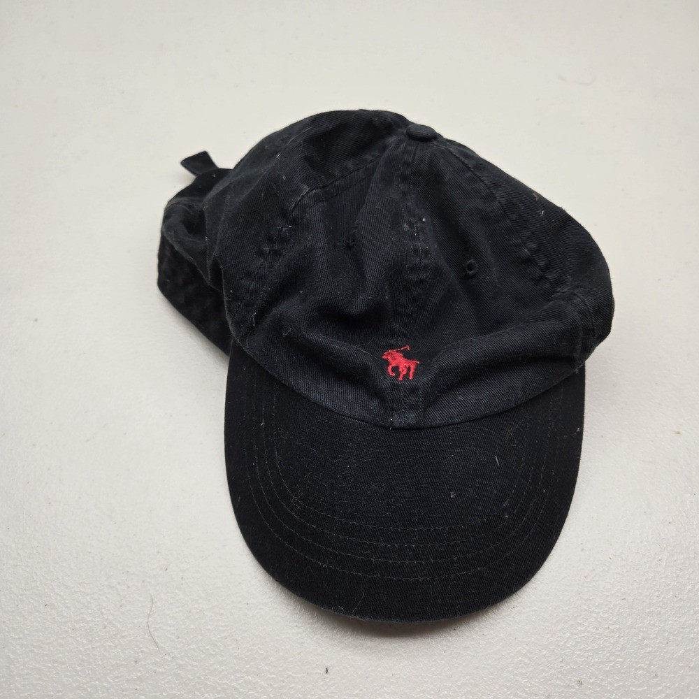 Polo Ralph Lauren Men Baseball Cap OS Black Embroidered Curved Buckle Strapback